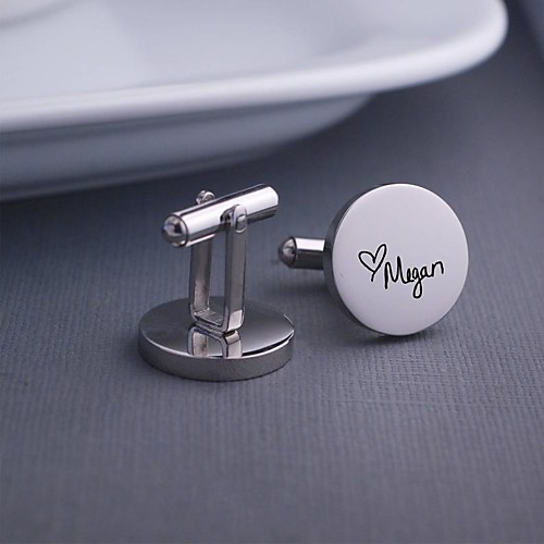 

Personalized Customized Cufflinks Stainless Steel Daily Engagement Round 1pcs Silver