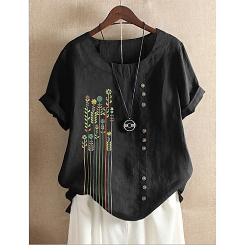 

Women's Shirt Striped Print Round Neck Tops Basic Top Black Purple Navy Blue