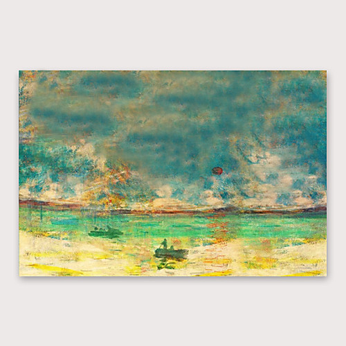 

IARTSℜHand Painted onesome boat Oil Painting with Stretched Frame For Home Decoration