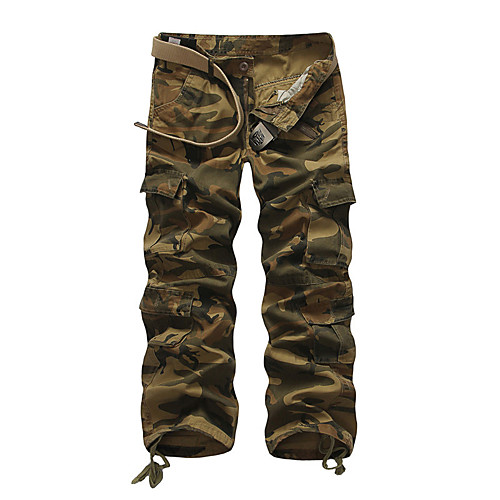 

Men's Hiking Pants Trousers Hiking Cargo Pants Camo Outdoor Breathable Ventilation Soft Comfortable Cotton Pants / Trousers Yellow Camouflage Hunting Fishing Climbing 28 29 30 36 38