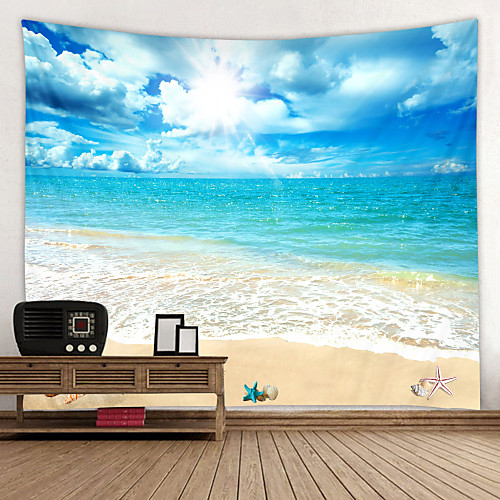 

Blue Sky And White Clouds Beach Digital Printed Tapestry Classic Theme Wall Decor 100% Polyester Contemporary Wall Art Wall Tapestries Decoration