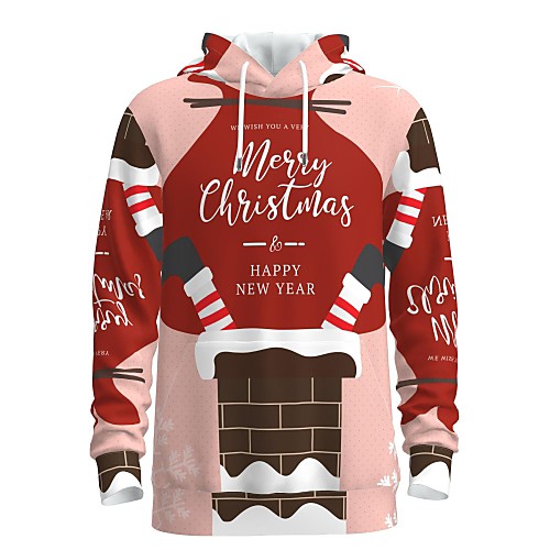 

Men's Pullover Hoodie Sweatshirt Graphic 3D Letter Christmas Daily 3D Print 3D Print Christmas Hoodies Sweatshirts Red