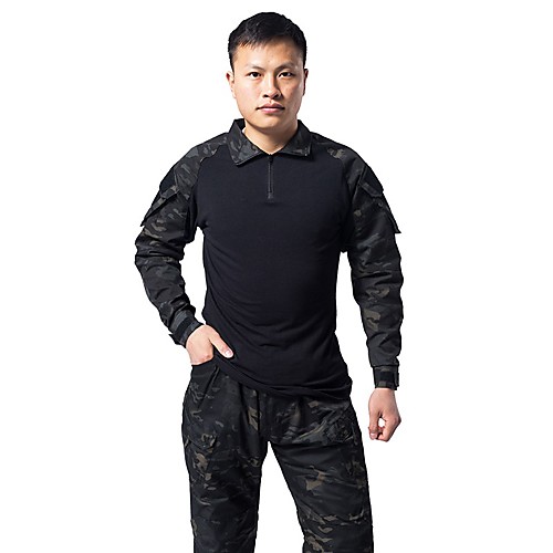 

Men's Hunting T-shirt Outdoor Windproof Wearproof Soft Heat Retaining Fall Winter Spring Camo / Camouflage Clothing Suit Nylon Camping / Hiking Hunting Fishing Jungle camouflage Black Army Green