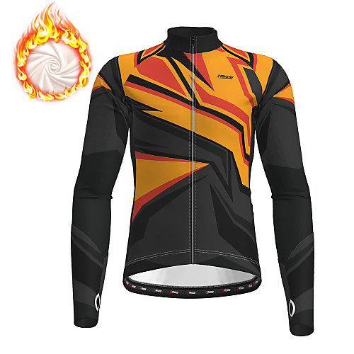 

21Grams Men's Long Sleeve Cycling Jersey Winter Fleece Black Bike Jersey Top Mountain Bike MTB Road Bike Cycling Fleece Lining Breathable Warm Sports Clothing Apparel / Stretchy / Athleisure