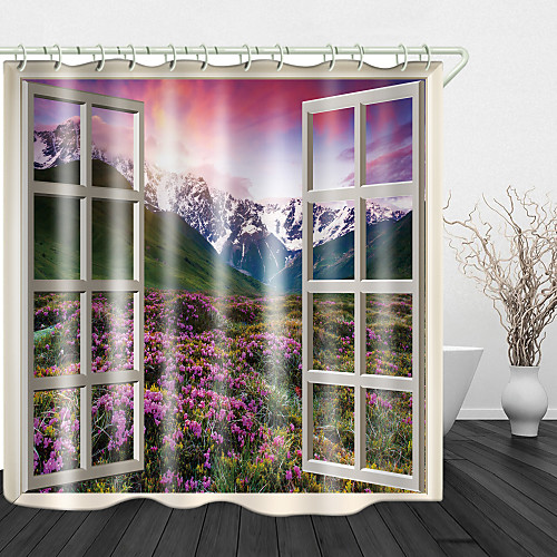 

Towering Snow Mountain Digital Printed Shower Curtains Hooks Modern Polyester New Design