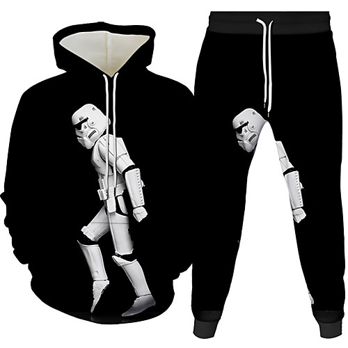 

Men's 3D Hoodies Set Graphic 3D Astronaut 2 Piece Daily 3D Print Casual Hoodies Sweatshirts Black