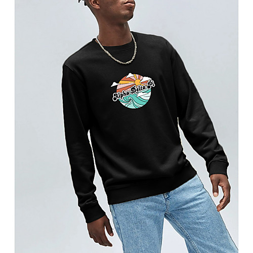 

Men's Pullover Sweatshirt Print Basic Hoodies Sweatshirts Black Wine Beige