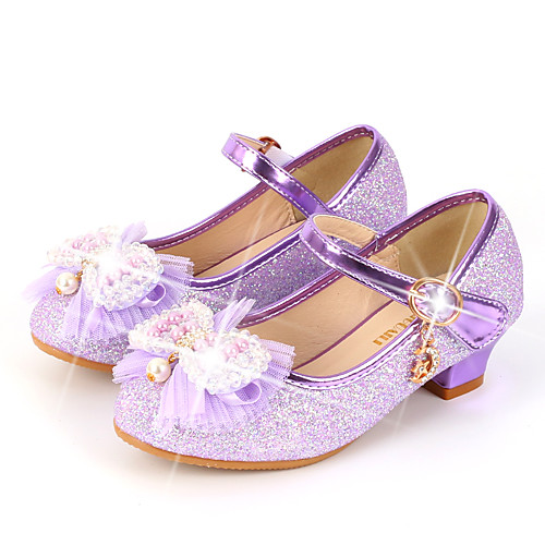 

Girls' Heels Moccasin Flower Girl Shoes Princess Shoes Rubber PU Little Kids(4-7ys) Big Kids(7years ) Daily Party & Evening Walking Shoes Rhinestone Buckle Sequin Purple Pink Fall Spring