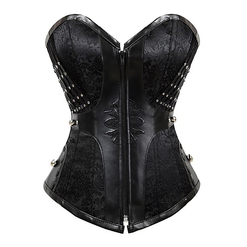 

Women's Zipper Overbust Corset - Printing Black Red S M L