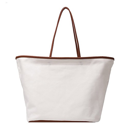 

Women's Bags Canvas Tote Top Handle Bag Zipper Daily Handbags Baguette Bag White Black Khaki