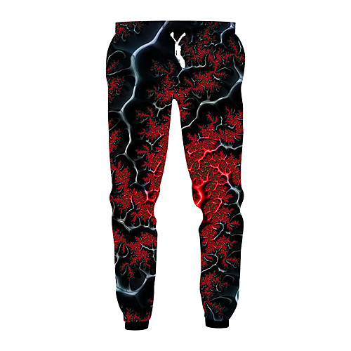 

Men's Exaggerated Sports Loose Daily Casual Sweatpants Pants Pattern optical illusion Full Length Sporty Print Drawstring Black / Elasticity
