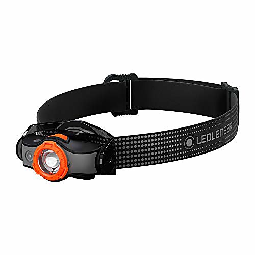 

, mh5 lightweight multipurpose magnetic rechargeable headlamp with removable lamp head and metal pocketclip, high power led, 400 lumens, backpacking, hiking, camping, black/orange