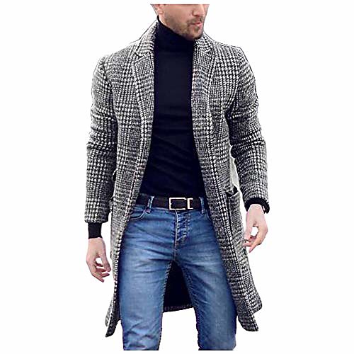

men winter trench coat slim fit turn down collar knit cuffs en coat business jacket overcoat