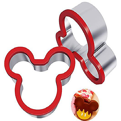 

2 pack mickey mouse cookie cutter, stainless steel sandwich cutter, food grade mickey cookie cutters, sandwich cutters for kids suitable for cakes and cookie