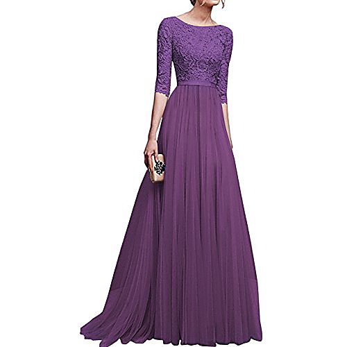 

Women's Swing Dress Light Pink Wine Red White Black Blue Purple Gray Half-Sleeve Solid Color Lace Spring & Fall Round Neck S M L XL XXXL 2XL