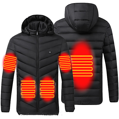 

Men's Women's Heated Hiking Jacket Winter Outdoor USB Heated Jacket Solid Color Warm Soft Thick Heat Retaining Vest / Gilet Full Length Visible Zipper Fishing Climbing Camping / Hiking / Caving Black