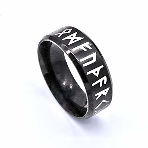 

stainless steel fashion style antique retro male jewelry viking ring female black amulet vintage norse rune norse scandinavian jewelry silver color rings (rose gold ring, 9)