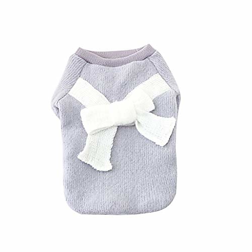 

pet clothing, puppy girl poodle adorable bowknot sweater winter warm small dog coat (gray, s)