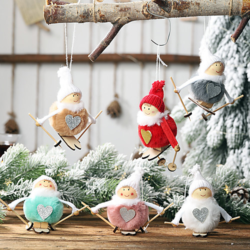 

Christmas Decoration Plush Ball Doll Pendant Ski Snowman Small Hanging Christmas Tree Pendant