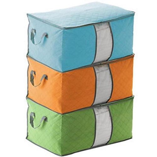 

2pcs Durable Cloth Container Organizer Quilt Non Woven Underbed Pouch storage bag Box Bamboo Home Storage Bag Random Color