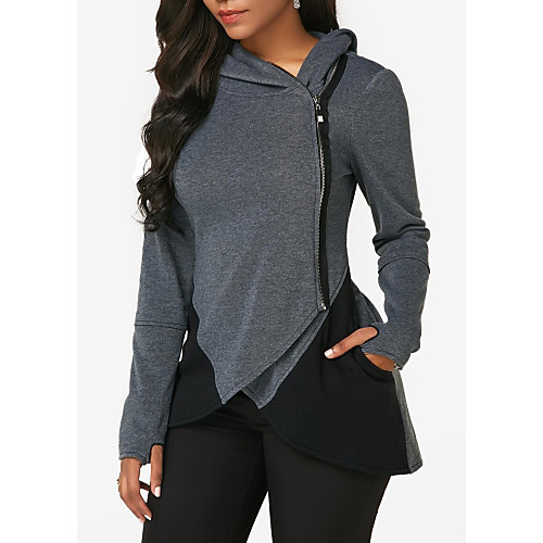 

Women's Zip Up Hoodie Sweatshirt Solid Color Zipper Daily Casual Hoodies Sweatshirts Dark Gray