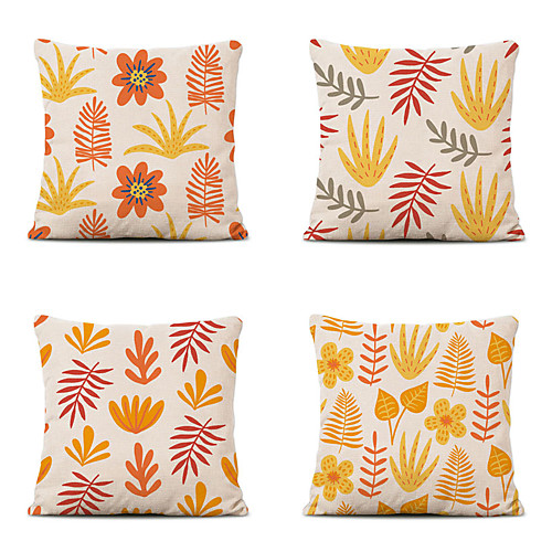 

Cushion Cover 4PC Linen Soft Decorative Square Throw Pillow Cover Cushion Case Pillowcase for Sofa Bedroom 45 x 45 cm (18 x 18 Inch) Superior Quality Mashine Washable Yellow Leaves Pattern