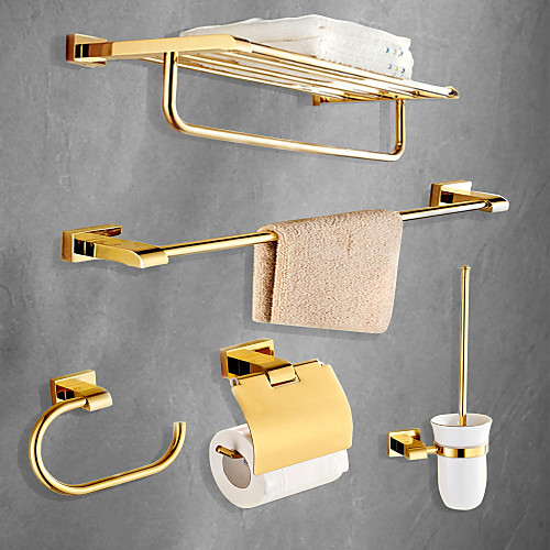 

Bathroom Accessory Set Modern Style Brass 5pcs - Hotel bath Toilet Paper Holders / tower bar / tower ring Wall Mounted