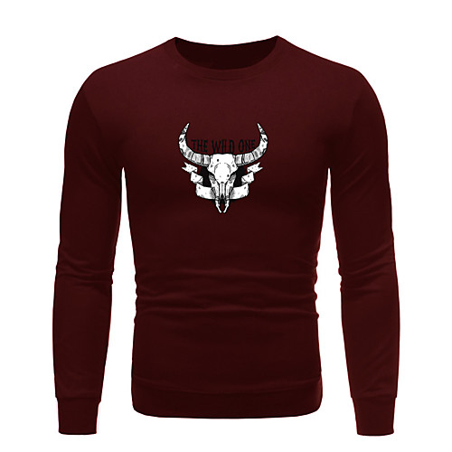 

Men's Pullover Sweatshirt Graphic Round Neck Basic Hoodies Sweatshirts Long Sleeve Black Wine Light gray
