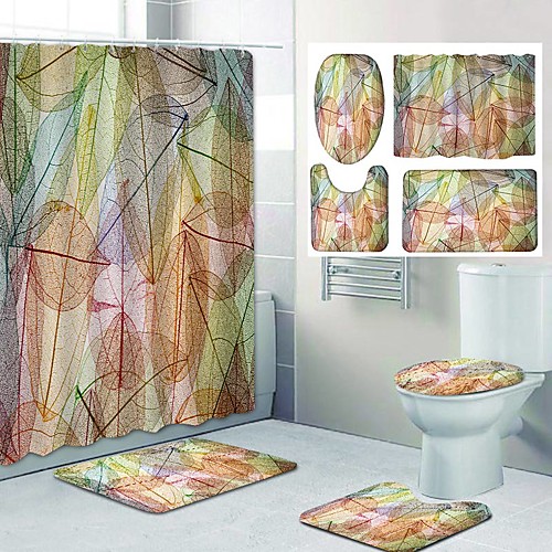 

Autumn Leaves Pattern PrintingBathroom Shower Curtain Leisure Toilet Four-Piece Design