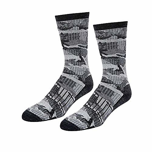 

men's merino midweight hiker sock, hex flo camo carbon, medium