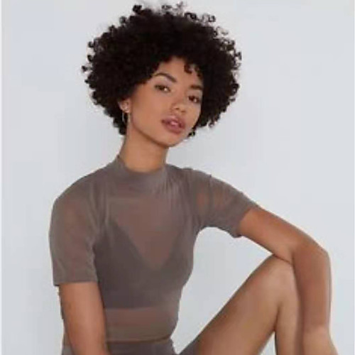 

Human Hair Wig Short Kinky Curly Pixie Cut Short Bob Natural Women Sexy Lady New Capless Brazilian Hair Women's Natural Black #1B 8 inch