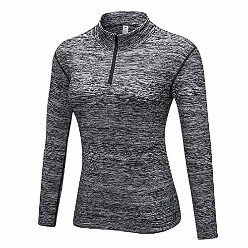 

women's pullover slim fit 1/4 zip fleece lined yoga workout sweatshirt