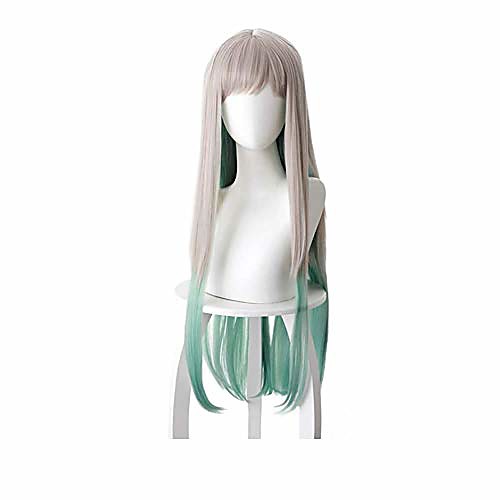 

yashiro nene wig with 2pcs clips.anime toilet-bound hanako-kun cosplay wig silver gray green long hair for girls party costume (yashiro nene wig)