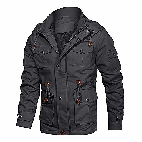 

military Cotton Casual Stand Collar Windbreaker jacket bomber jacket for men winter jacket tactical jacket field jacket mens winter coat gray