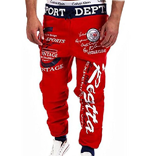 

men's casual loose print letter bottom closed pockets jogger pants