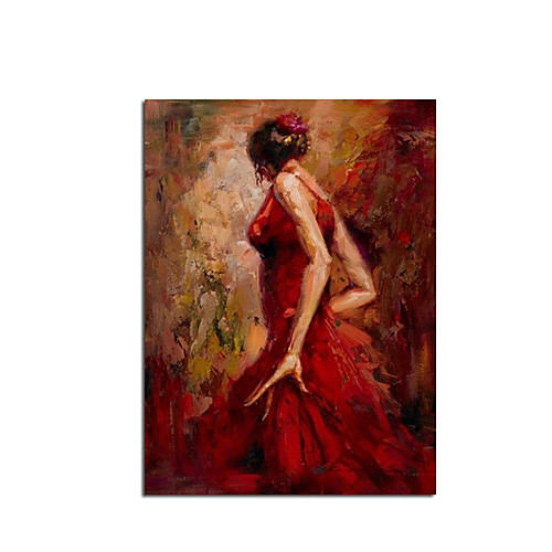 

Oil Painting Hand Painted Vertical Abstract People Comtemporary Modern Rolled Canvas (No Frame)