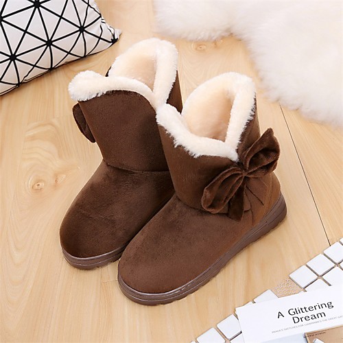 

Women's Boots Snow Boots Flat Heel Round Toe Booties Ankle Boots Casual Daily Nubuck Satin Flower Solid Colored Black Brown Beige / Booties / Ankle Boots