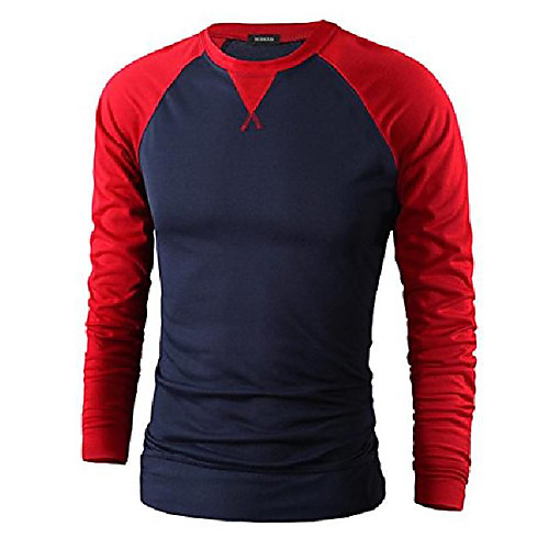 

casual long sleeve raglan baseball crewneck jersey slim fit t shirt navy & red xxs