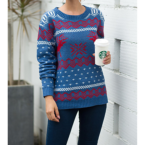 

Women's Men's Stylish Knitted Animal Cardigan Pullover Acrylic Fibers Long Sleeve Sweater Cardigans Crew Neck Fall Winter White Black Blue