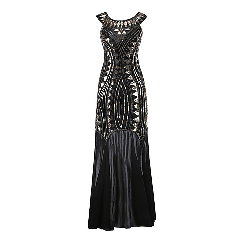 

The Great Gatsby Charleston Retro Vintage 1920s Vacation Dress Flapper Dress Ball Gown Prom Dress Women's Sequin Costume Black Vintage Cosplay Party Homecoming Prom