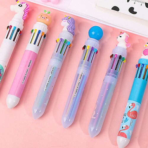 

4pcs Pens with Multi-color Models Multi-colored Ballpoint Pen Push Type Pen Stationery School Office Tools Funny Pen Random Color