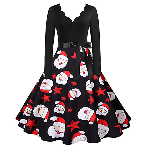 

Santa Claus Christmas Dress Women's Adults' Leisure Christmas Christmas Polyester Dress