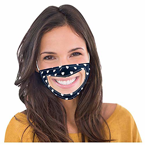 

1pcs adult women man smile communicator transparent face covering with clear window lip language visible expression