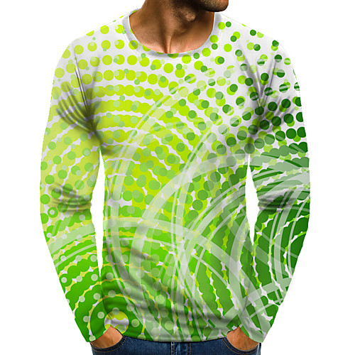 

Men's T shirt 3D Print Graphic 3D Plus Size Print Long Sleeve Daily Tops Elegant Exaggerated Green