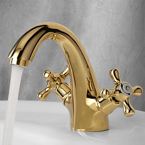 

Bathroom Sink Faucet - FaucetSet Antique Copper Centerset Two Handles One HoleBath Taps