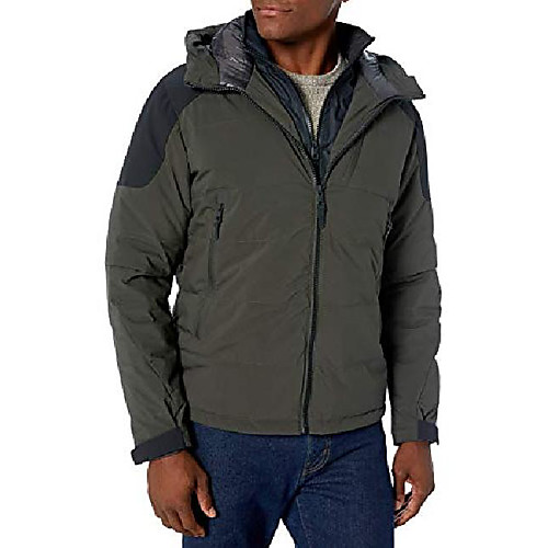 

men's big and tall pro series midweight hooded jacket | rain and wind resistant performance coat, black loden, xx-large