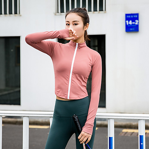 

Women's Yoga Top Winter Thumbhole Zipper Solid Color Bule / Black GrayGreen Multi color White Black Nylon Yoga Fitness Gym Workout Top Long Sleeve Sport Activewear Breathable Comfortable Stretchy