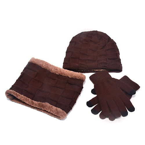 

Men's Hiking Cap Beanie Hat 3 PCS Winter Outdoor Windproof Warm Soft Thick Neck Gaiter Neck Tube Skull Cap Beanie Solid Color Polyester Taffeta Three-piece khaki Three-piece black Three-piece grey for