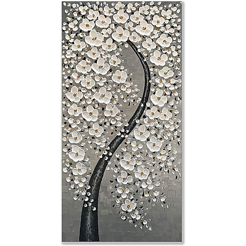 

Oil Painting Hand Painted Vertical Floral / Botanical Modern Rolled Canvas (No Frame)