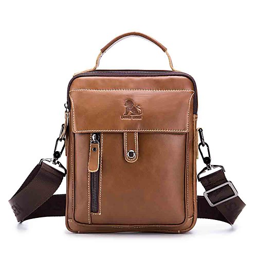 

Men's Bags Cowhide Crossbody Bag Zipper Daily Outdoor 2021 Black Brown